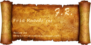 Frid Radvány névjegykártya